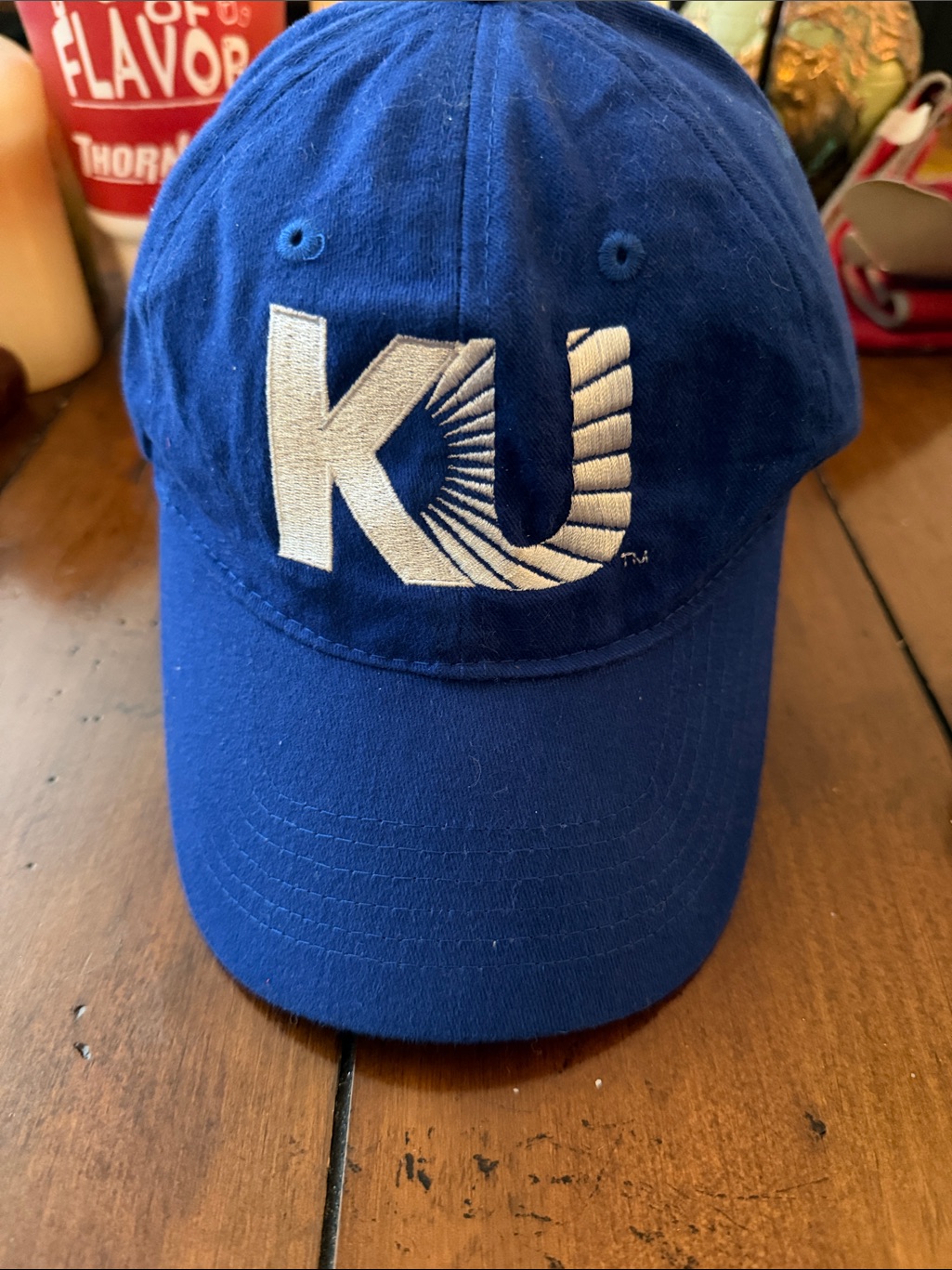 Blue Ku Baseball Cap With White Embroidered Logo